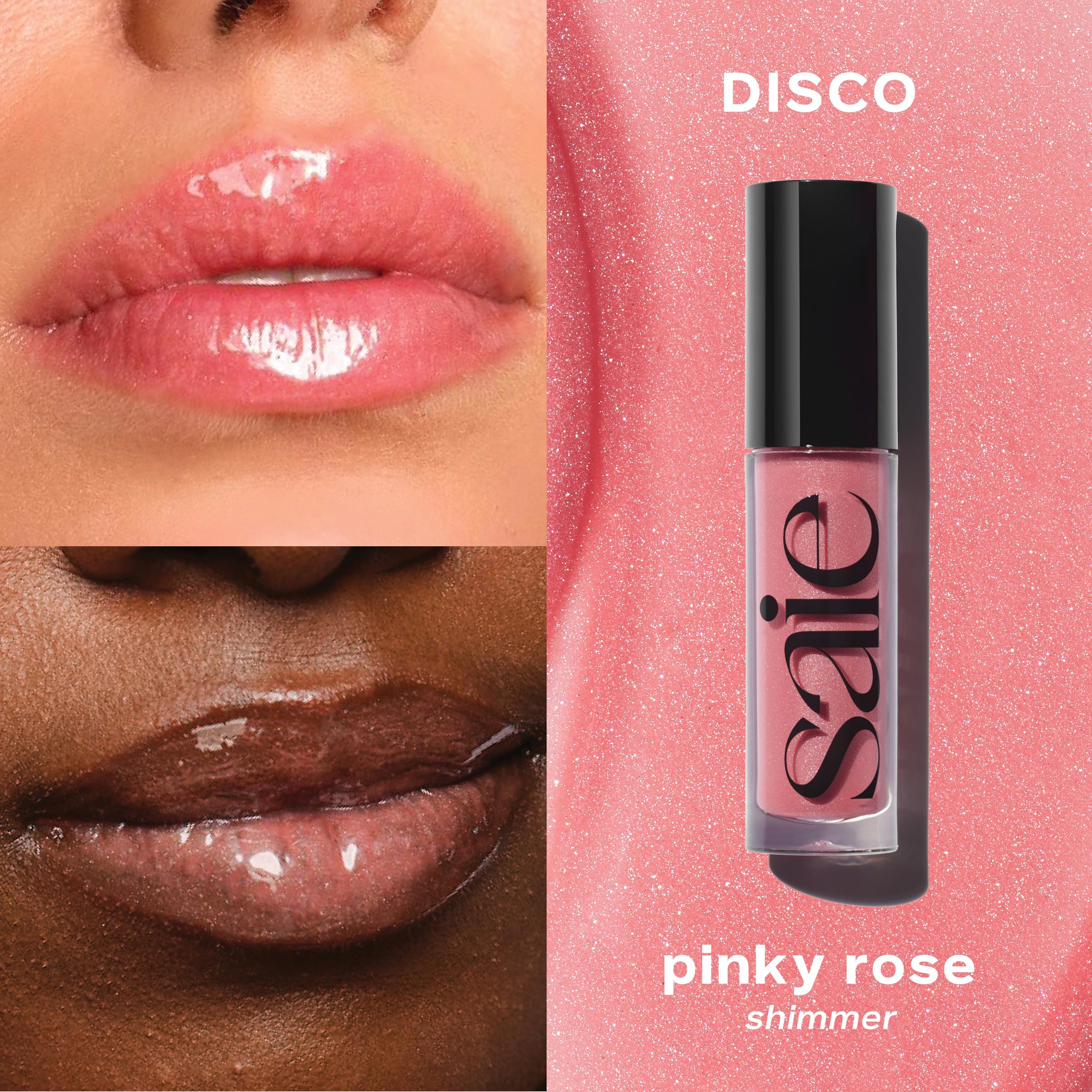 Saie Glossybounce Duo - Hybrid Tinted Lip Oil & Lip Gloss Set - Hydrating, Non-Sticky Shine with Hyaluronic Acid & Jojoba Oil for Soft, Plump Lips - Makeup Gift Set - Disco & Bounce (2 Count) - Image 3